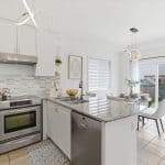 Kitchen with stainless steel appliances