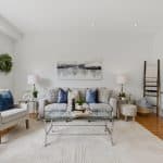 Living room with couches and area rug