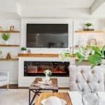Built in shelves in living room