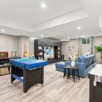 Finished basement with pot lights