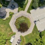 Drone image of landscaped backyard