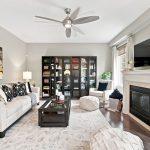 Family room with built in bookcase